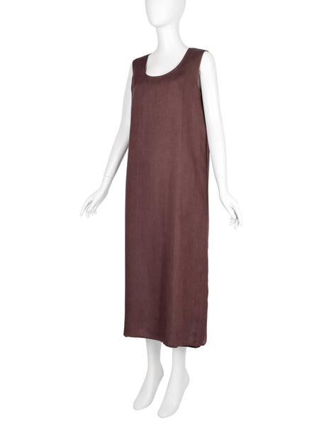 Hermes by Martin Margiela Vintage SS 2001 Burgundy Double Layered Linen Dress