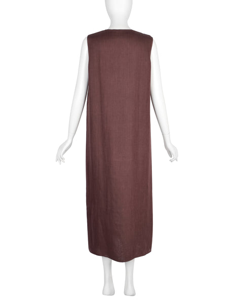 Hermes by Martin Margiela Vintage SS 2001 Burgundy Double Layered Linen Dress