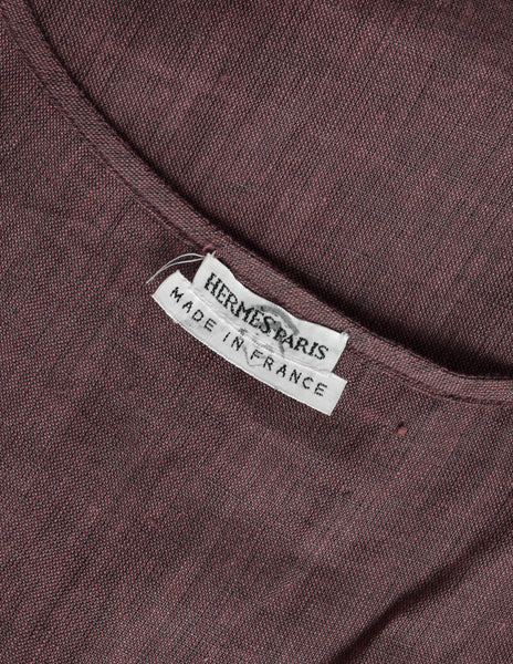 Hermes by Martin Margiela Vintage SS 2001 Burgundy Double Layered Linen Dress
