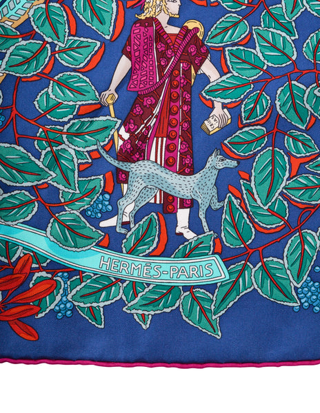 Hermes Vintage La Promenade De Platon by Annie Faivre Greek Garden Silk Scarf