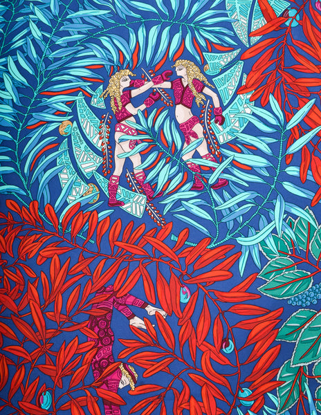 Hermes Vintage La Promenade De Platon by Annie Faivre Greek Garden Silk Scarf