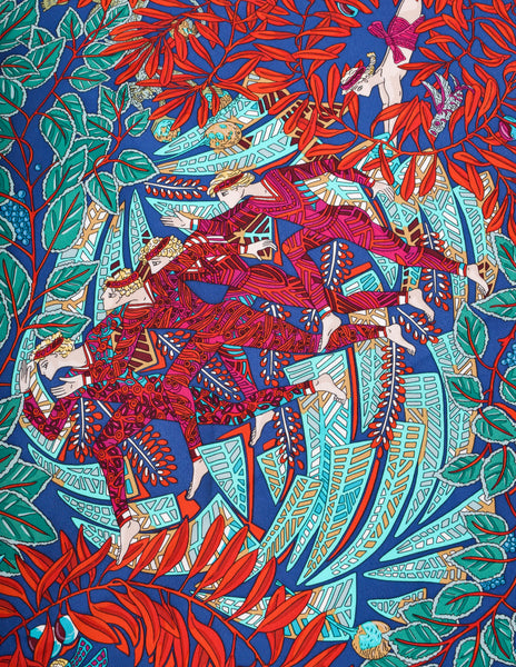 Hermes Vintage La Promenade De Platon by Annie Faivre Greek Garden Silk Scarf