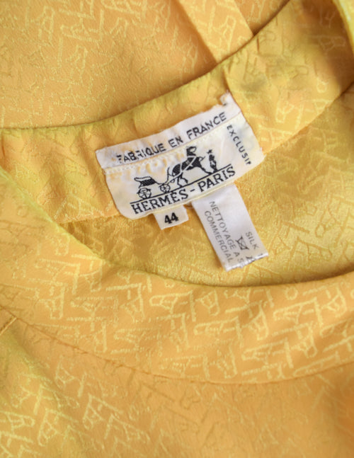 Hermes Vintage 1980s Yellow Horse Novelty Silk Jacquard Secretary