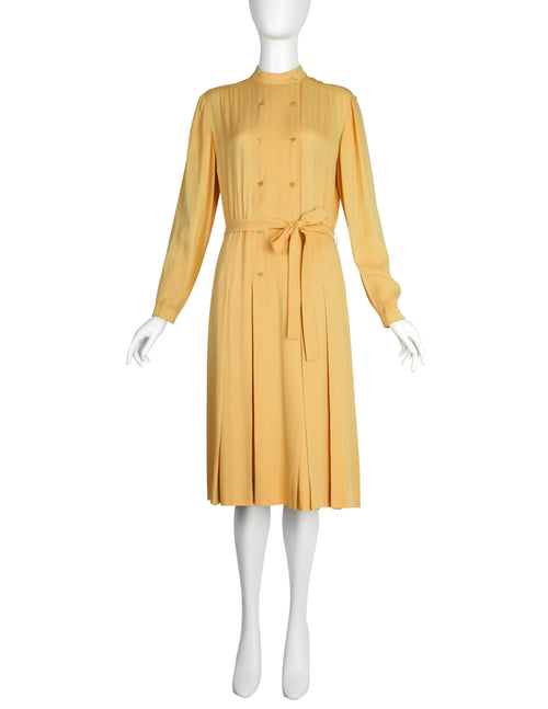 Hermes Vintage 1980s Yellow Horse Novelty Silk Jacquard Secretary