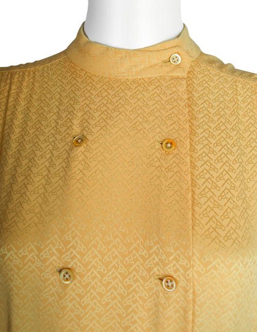 Hermes Vintage 1980s Yellow Horse Novelty Silk Jacquard Secretary