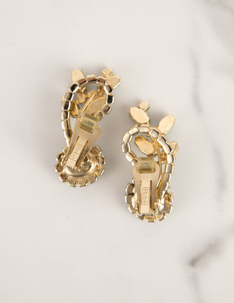 Hobé Vintage 1960s Turquoise and Iridescent Crystal Gold Mesh Necklace Bracelet and Earring Set