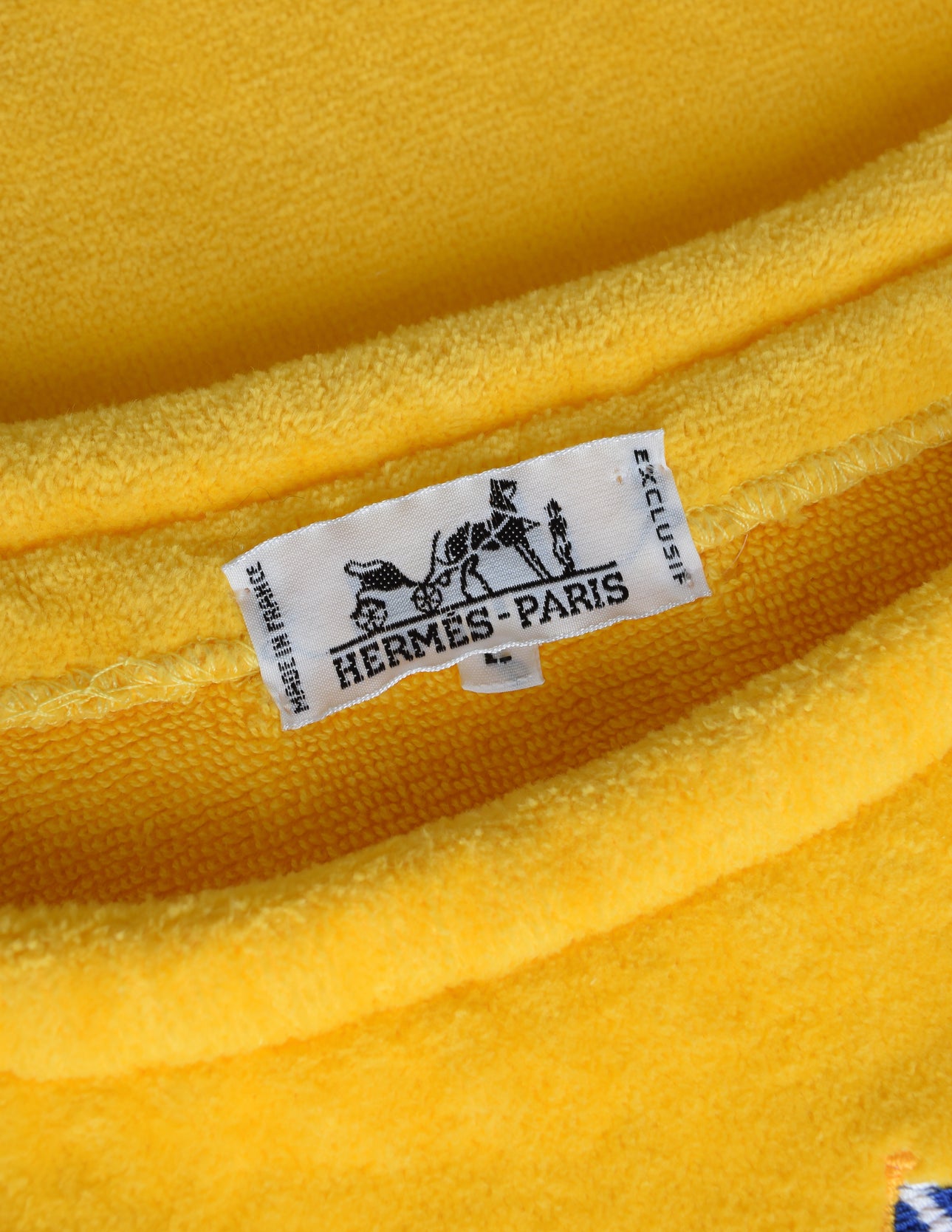 Hermes Vintage Bright Yellow Embroidered Anchor Flag Terrycloth Beach Dress