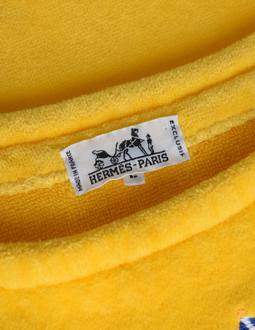 Hermes Vintage Bright Yellow Embroidered Anchor Flag Terrycloth Beach Amarcord Vintage Fashion Hermes Vintage Bright Yellow Embroidered Anchor Flag Terrycloth Beach Amarcord Vintage Fashion