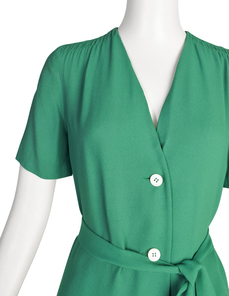 Holly's Harp Vintage 1970s Green Crepe Jacket Top & Wide Leg Pant Ensemble