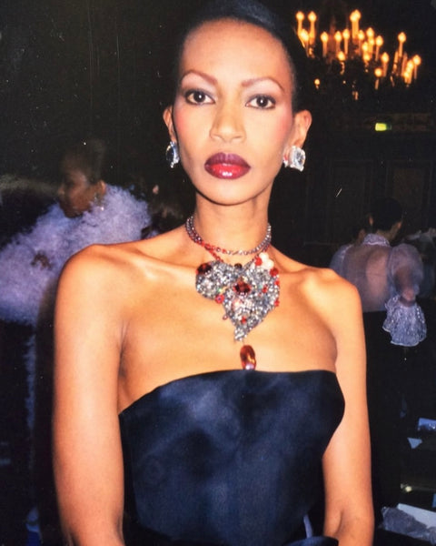 Yves Saint Laurent Vintage Haute Couture Coeur de Saint Laurent / Coeur Fetiche Crystal Heart Pendant Necklace
