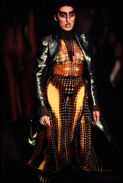 Jean Paul Gaultier Vintage AW 1995 Cyber Collection Iconic Original Cyber Dot Trompe L'oeil Mesh Dress