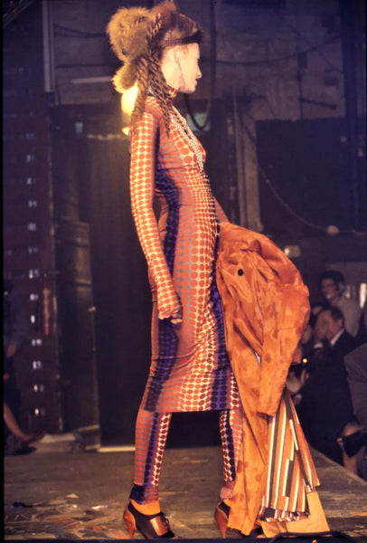 Jean Paul Gaultier Vintage AW 1995 Cyber Collection Iconic Original Cyber Dot Trompe L'oeil Mesh Dress