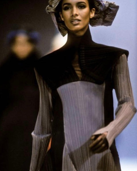 Issey Miyake Vintage AW 1990 Black Pleated Hooded Dress