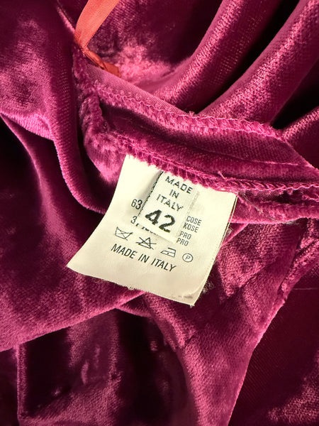Martin Margiela Vintage AW 1995 Iconic Magenta Crushed Velvet Slip Dress