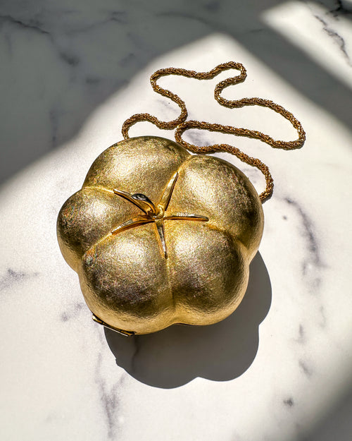 Vintage 1960s Italian Figural Golden Tomato Mini Clutch Shoulder
