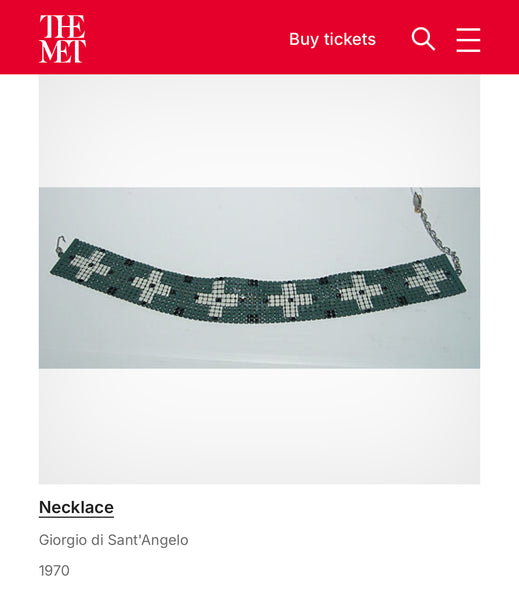 Whiting & Davis for Giorgio di Sant'Angelo Vintage AW 1970 Green Enamel Mesh Choker Necklae