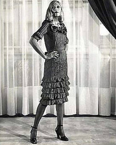 Yves Saint Laurent Haute Couture Vintage AW 1971 Black Silk Taffeta Ruffled Dress
