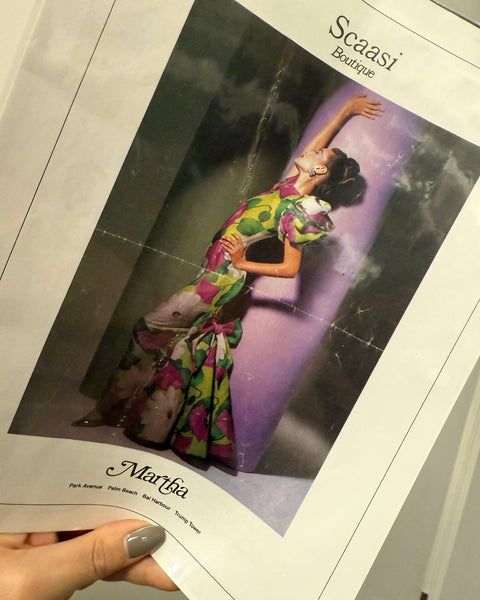 Scaasi Vintage 1980s Purple and Green Floral Print Silk Puff Sleeve Gown