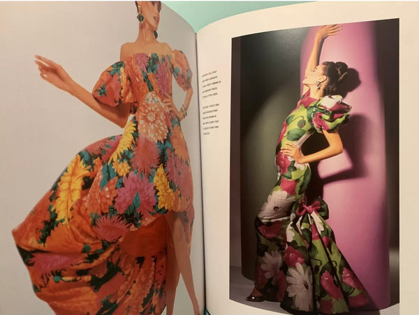 Scaasi Vintage 1980s Purple and Green Floral Print Silk Puff Sleeve Gown