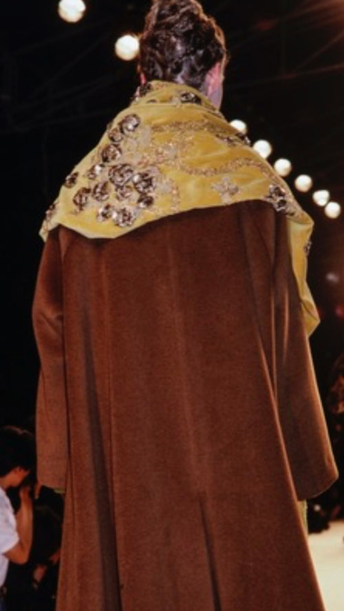 Romeo Gigli Vintage AW 1989 Burgundy Velvet Embellished Shawl