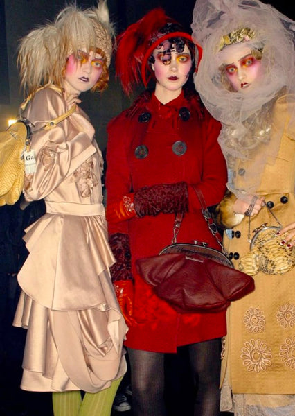 John Galliano Vintage AW 2007 Burgundy Jacquard Persian Lamb Collar Coat