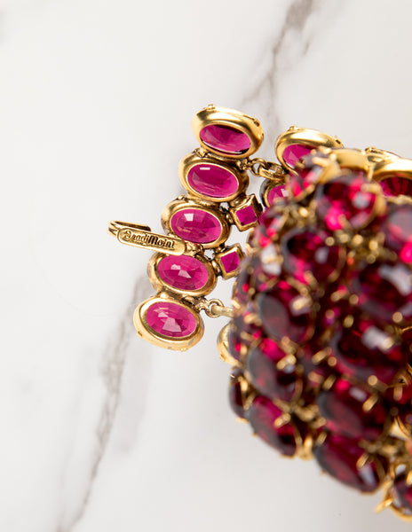 Iradj Moini Vintage Magenta Swarovski Crystal Wide Statement Choker Necklace