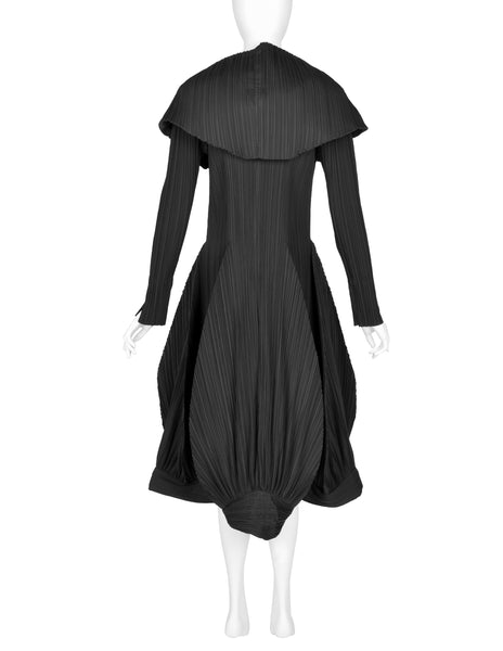 Issey Miyake Vintage AW 1990 Black Pleated Hooded Dress