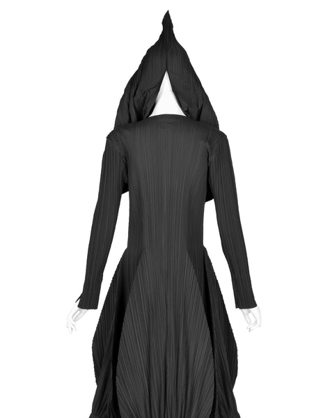 Issey Miyake Vintage AW 1990 Black Pleated Hooded Dress
