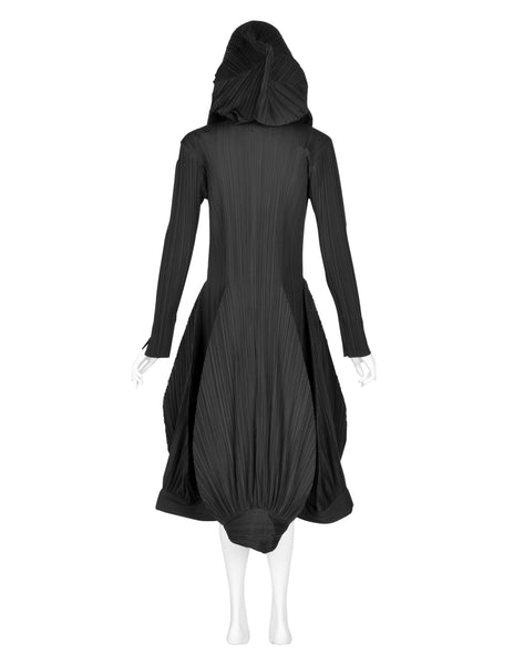Issey Miyake Vintage AW 1990 Black Pleated Hooded Dress