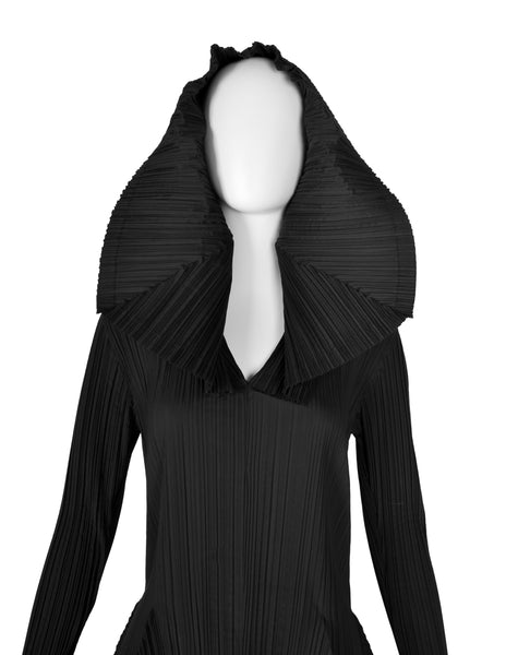 Issey Miyake Vintage AW 1990 Black Pleated Hooded Dress