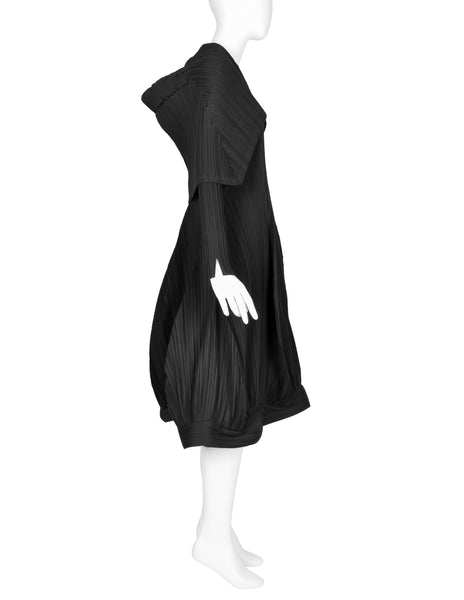 Issey Miyake Vintage AW 1990 Black Pleated Hooded Dress