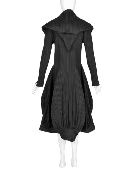 Issey Miyake Vintage AW 1990 Black Pleated Hooded Dress