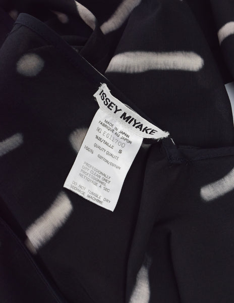 Issey Miyake Vintage SS 1990 Black Cotton Mudcloth Print Scarf Top