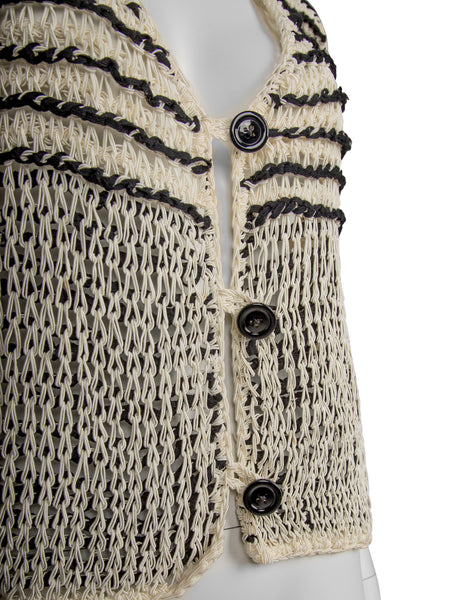 Issey Miyake Vintage 1990s Black and Ivory Crochet Vest