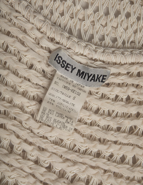 Issey Miyake Vintage 1990s Black and Ivory Crochet Vest
