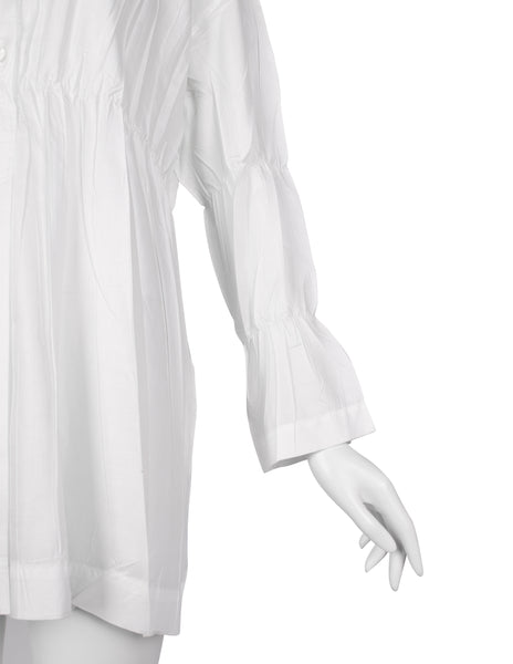Issey Miyake Vintage AW 1992 White Pleated Button Up Collared Top