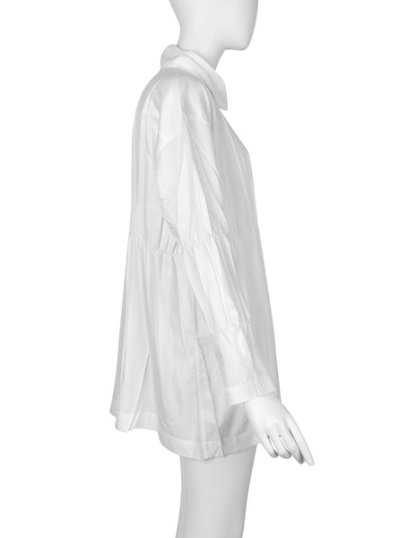 Issey Miyake Vintage AW 1992 White Pleated Button Up Collared Top