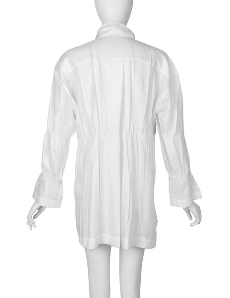 Issey Miyake Vintage AW 1992 White Pleated Button Up Collared Top