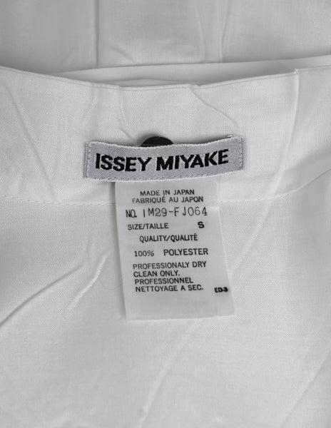 Issey Miyake Vintage AW 1992 White Pleated Button Up Collared Top
