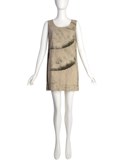 issey miyake mini dress Issey Miyake Striped Mini Dress - Green Dresses, Clothing - ISS50679