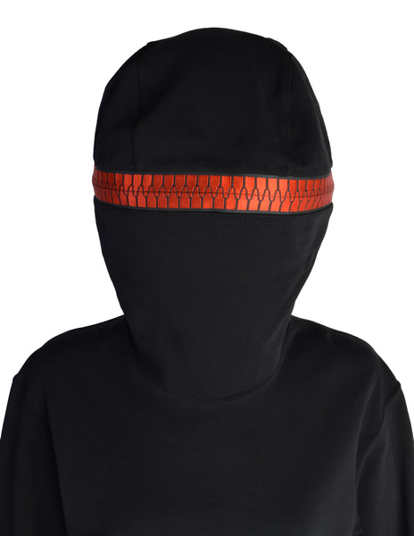 Issey Miyake Vintage AW1991 Iconic Black and Red Zipper Hood Face Top and Pants Ensemble Set