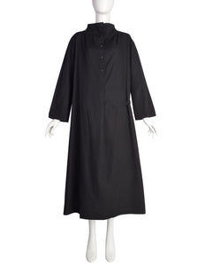 Issey Miyake Vintage 1990s Black Cotton High Neck Tent Dress