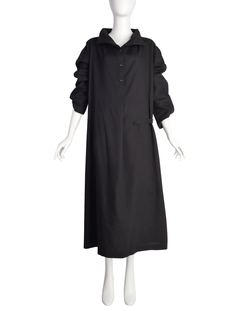 Issey Miyake Vintage 1990s Black Cotton High Neck Tent Dress Amarcord Vintage Fashion Issey Miyake Vintage 1990s Black Cotton High Neck Tent Dress Amarcord Vintage Fashion
