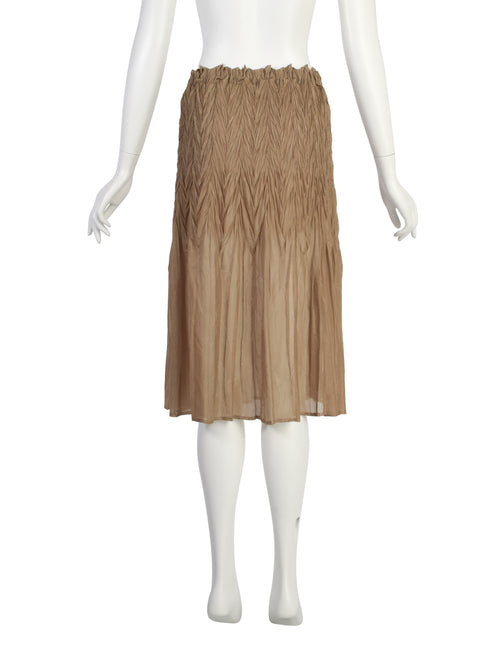 Issey Miyake Fete Vintage Semi-Sheer Brown Weather Symbols Pleated