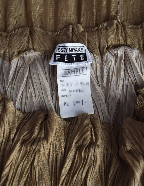 Issey Miyake Fete Vintage Semi-Sheer Brown Weather Symbols Pleated