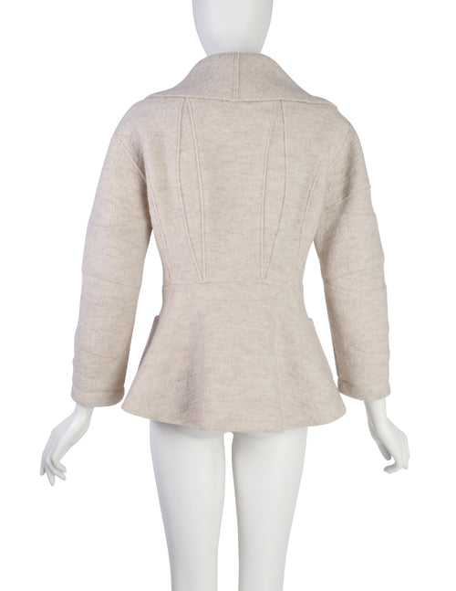 Issey Miyake Vintage AW1996 Oatmeal Wool Boucle Panel Cuts Jacket