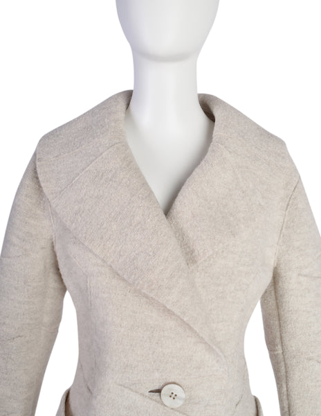 Issey Miyake Vintage AW1996 Oatmeal Wool Boucle Panel Cuts Jacket
