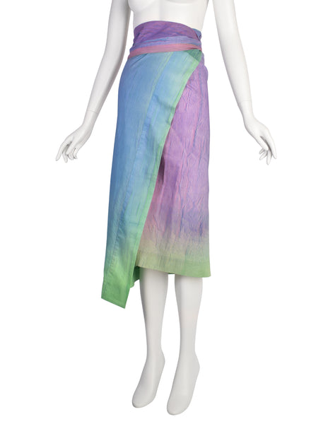 Issey Miyake Vintage Pastel Gradient Airy Cotton Wrap Skirt