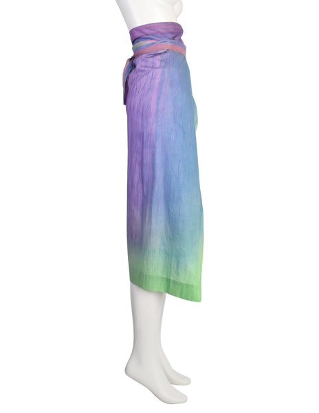 Issey Miyake Vintage Pastel Gradient Airy Cotton Wrap Skirt