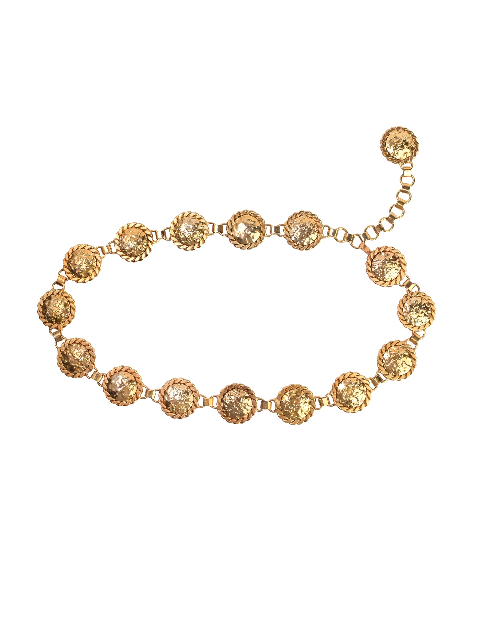 Vintage 1960s Mod Italian Golden Hammered Dome Belt / Necklace